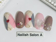 ネイリッシュサロン エー(Nailish Salon A)/ヴァレンタインネイルアーガイル