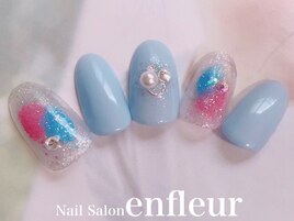 キラキラ塗りかけネイル☆