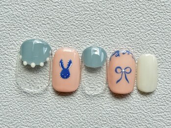 カラ ネイル 中津店(calla nail)/うさぎ×リボン