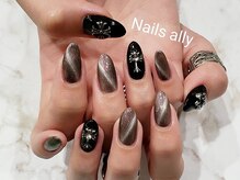 ネイルズアリー 立川店(Nails ally)/マグネットジェル×メタルパーツ
