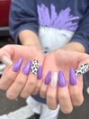 ヒョウ柄&紫ネイル