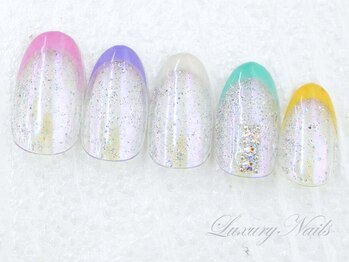 ラグジュアリーネイルズ アカバネ(Luxury Nails Akabane)/うるうる*カラフルフレンチ