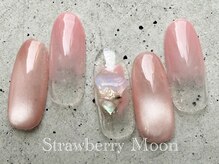 サロンストロベリームーン(Salon Strawberry Moon)/ミラー×マグネットネイル￥7980