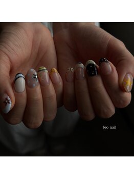 レオ ネイル 倉敷店(leo nail)の写真/【ジェル☆持ち込みデザイン90min】繊細なArtもお任せ♪再現性の高いArtや色使いで理想の指先を叶えます♪