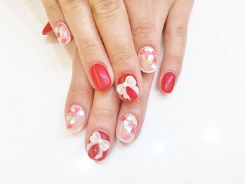 ネイルコレクション ピンク(Nail Collection Pink)/ジェル付放★３Ｄリボン