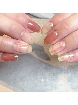 リッシュ ドゥ(RICHE deux)/秋色ニュアンス手描きチェック