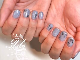 くすみブルー×シルバーホイル