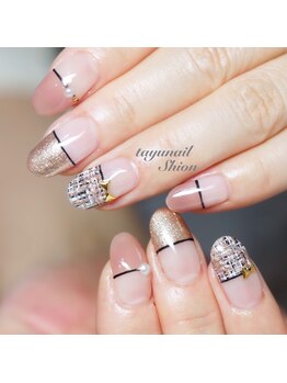 たゆ ネイル(たゆnail)/大人可愛いツイードネイル