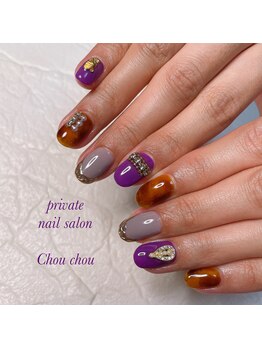 シュシュ(Chou chou)/パープルカラーの秋ネイル