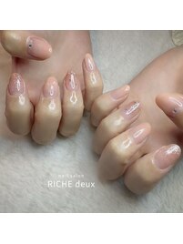 ピンクオレンジのグラデネイル