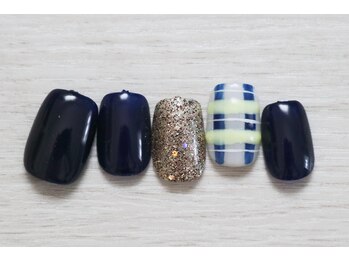 ネイビー・チェック柄