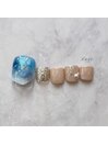フットネイル　ニュアンス　海