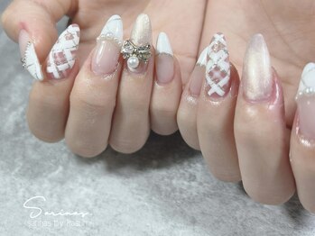 サリナスネイル 西院店(SARINASNAIL)/ガーリーデザインにリボンパーツ