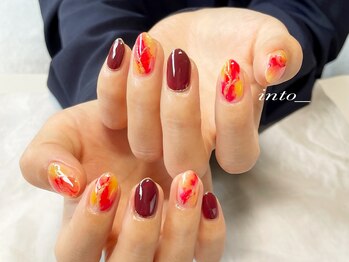 ネイルサロン イントゥ(into_)/ボルドー　ニュアンス　アート
