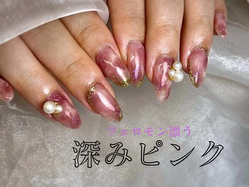 フェロン 小倉店(feron.)/ピンクシルクマーブルネイル