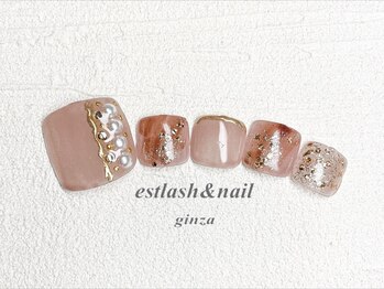 エストラッシュアンドネイル 銀座店(est lash&nail)/フットベージュマーブルネイル