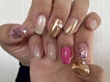 プロテア(protea)/ピンクホロ×ミラーネイルアート
