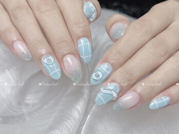 トゥデイネイル(Today.Nail)/夏ネイル/青ネイル