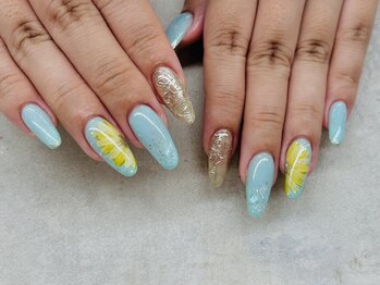 ネイルサロン ドゥ(Nail Salon Doux)/【ほり】ひまわりネイル