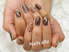 マグネットジェル×ブラウンラメ