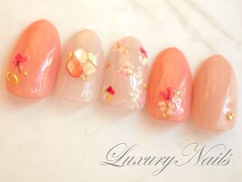 春色＊ふんわり押し花Nail