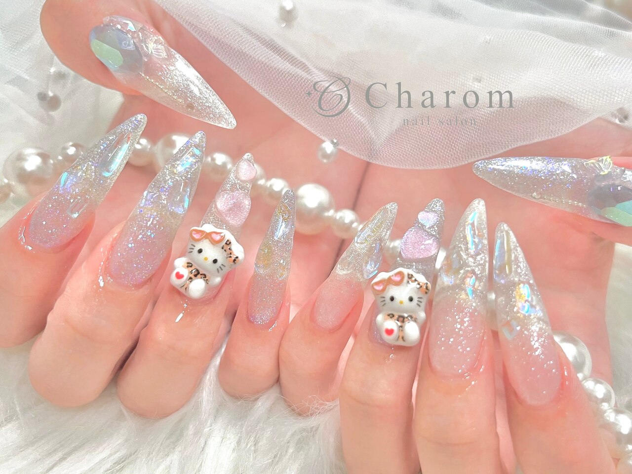 ネイルチップ ニュアンスちゅるん夏ネイルシェルキキララネイルマグネットno.79 ネイルチップ ニュアンスちゅるん夏ネイルシェルキキララネイル