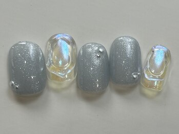 ネイルメゾン 天神店(NAIL MAISON)/ターコイズデザインラメ青¥7000