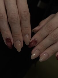 レッドマグ×微粒子スキン風ラメ