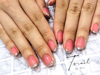 ティーネイル/夏ネイル/ラメフレンチネイル