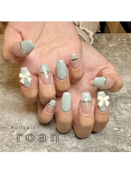ロアンネイル(roan nail)/水色リボン