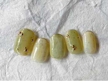 アイネイルズ 梅田店(I nails)/緑ミラーフレンチ¥9200