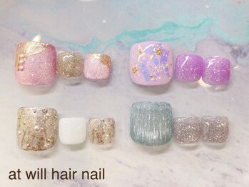 アット ウィル ヘアー ネイル(at will hair nail)の写真/<パラジェル取扱い>足元から華やかに◎飽きにくいデザインで長く楽しめる♪[成田/学割U24]