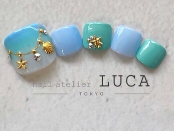 S 2 大人可愛い夏フットネイル Pg ネイルアトリエルカ Nail Atelier Luca のフォトギャラリー ホットペッパービューティー