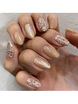 ホワイト(WHITE)/ツイードネイル