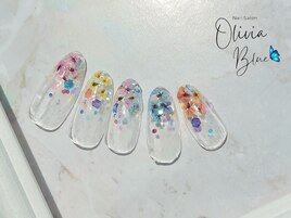 押し花グラデーション風ネイル