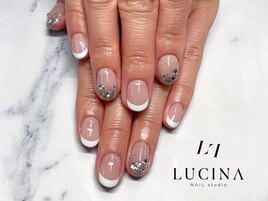 H-649大人フレンチ×ラメネイル