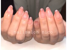 ニコ(nico)/ちゅるんグラデ×爪先フラッシュ