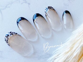 ボネール(nail ＆ eyelash Bounail)/フレンチ　アニマル柄　秋ネイル