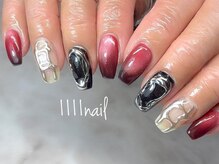 イチイチイチイチネイル(1111nail)/黒×赤のロックスタイル♪