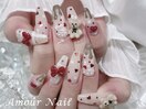 くまちゃんバレンタインネイル