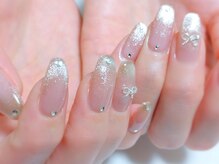 ネイル クルール(Nail Couleur)/マググラデとリボン