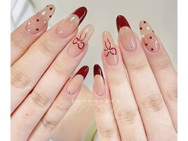 赤フレンチxリボンxドット