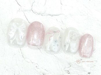 ネイルメゾン 池袋店(NAIL MAISON)/パールリボン¥7800