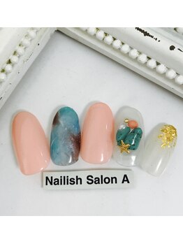 ネイリッシュサロン エー(Nailish Salon A)/天然石ターコイズネイル