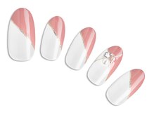 プラスネイル 北千住東口店(PLUS NAIL)/【395】パール×フレンチ¥6,039