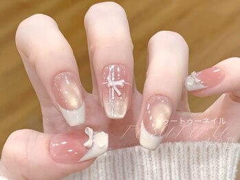 白フレンチxリボン