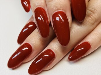 秋ネイル　ボルドー　フィルイン