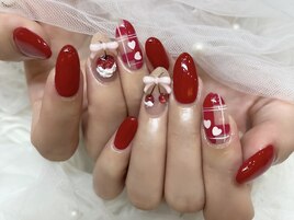 さくらんぼネイル×チェック