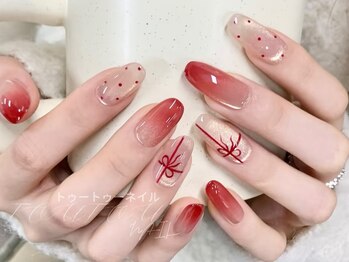 トゥートゥー(TOUTOU)/ボルドーカラグラxリボンxドット