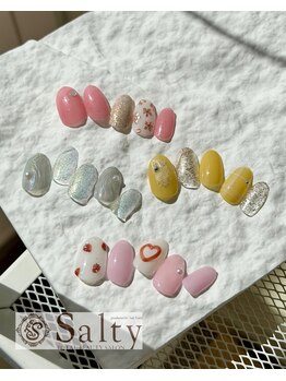 ネイルアンドアイラッシュサロン ソルティ 寺田町(salty)の写真/【毎月変わる♪4種から選べるマンスリー定額コース¥5500】パラジェル+770円で変更◎フィルイン施術でモチ◎